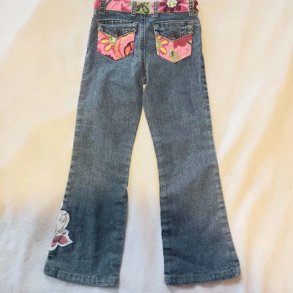 Girls Stretch Jeans by The Children's Place, Florals and Butterflies, 6X…